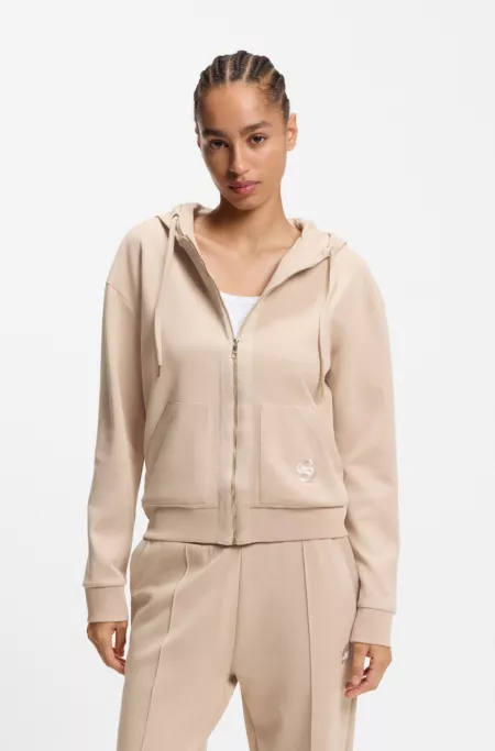 Sweat à capuche zippé en coton mélangé avec monogramme Double B