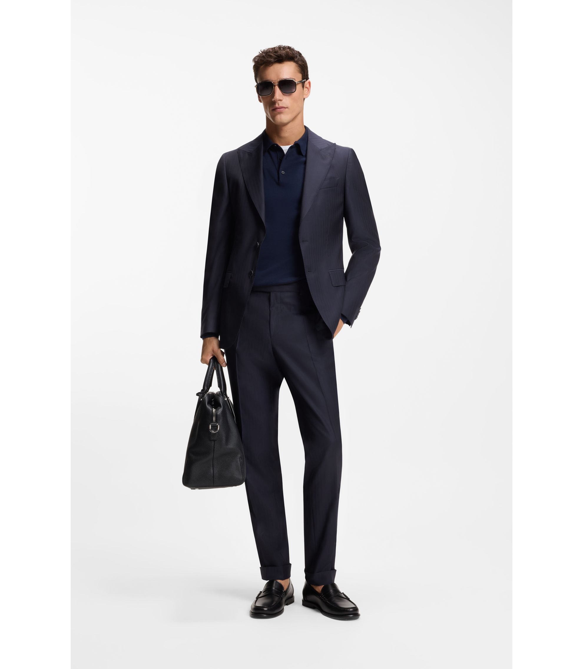 Slim-Fit Zweiteiler aus Schurwoll-Twill