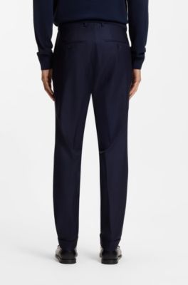 Fato de duas pe&ccedil;as com ajuste slim em sarja de l&atilde; virgem, Dark Blue