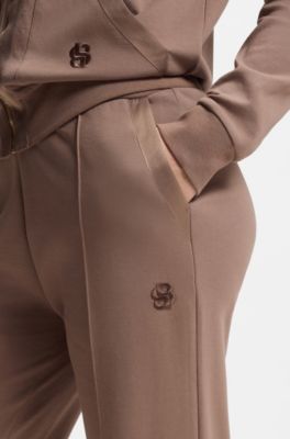 Cotton-blend tracksuit bottoms with Double B monogram, Brown