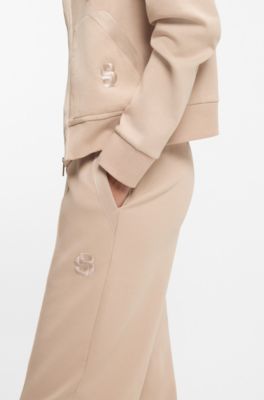 Cotton-blend tracksuit bottoms with Double B monogram, Light Beige