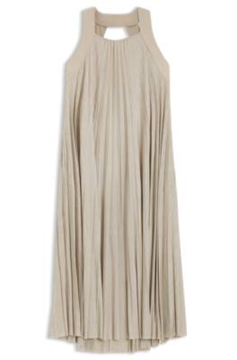 Halterneck dress with plissé pleats 1