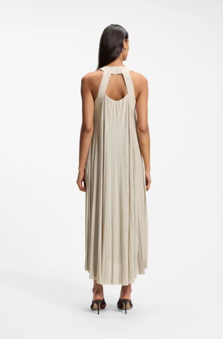 Halterneck dress with plissé pleats