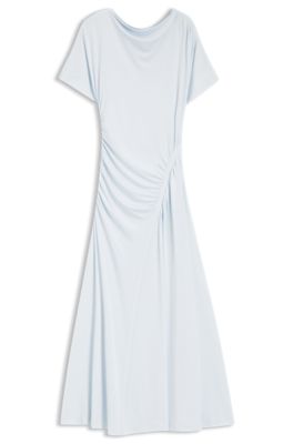 Slim-fit dress with gathered details, Light Blue