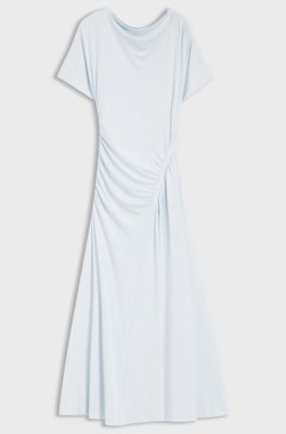 Slim-fit dress with gathered details, Light Blue