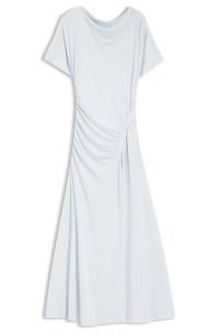 Slim-fit dress with gathered details, Light Blue