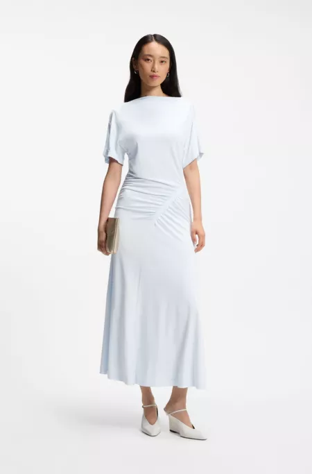 Slim-fit dress with gathered details