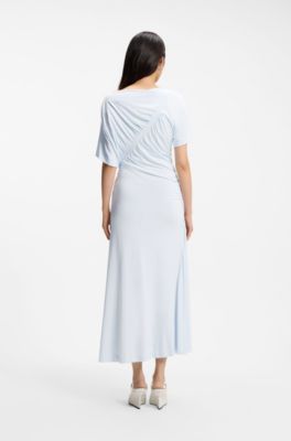 Slim-fit dress with gathered details, Light Blue