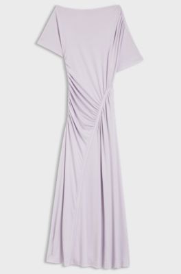 Slim-fit dress with gathered details, Light Purple