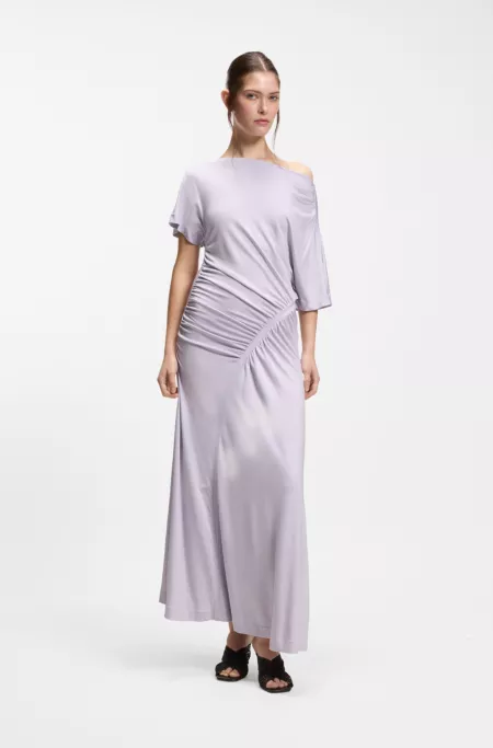 Slim-fit dress with gathered details