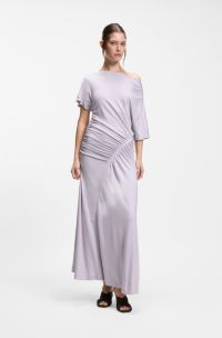 Slim-fit dress with gathered details, Light Purple