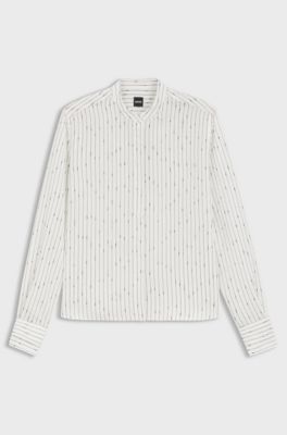 Regular-fit blouse with broken stripe, White Patterned