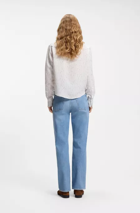 Regular-fit blouse with broken stripe