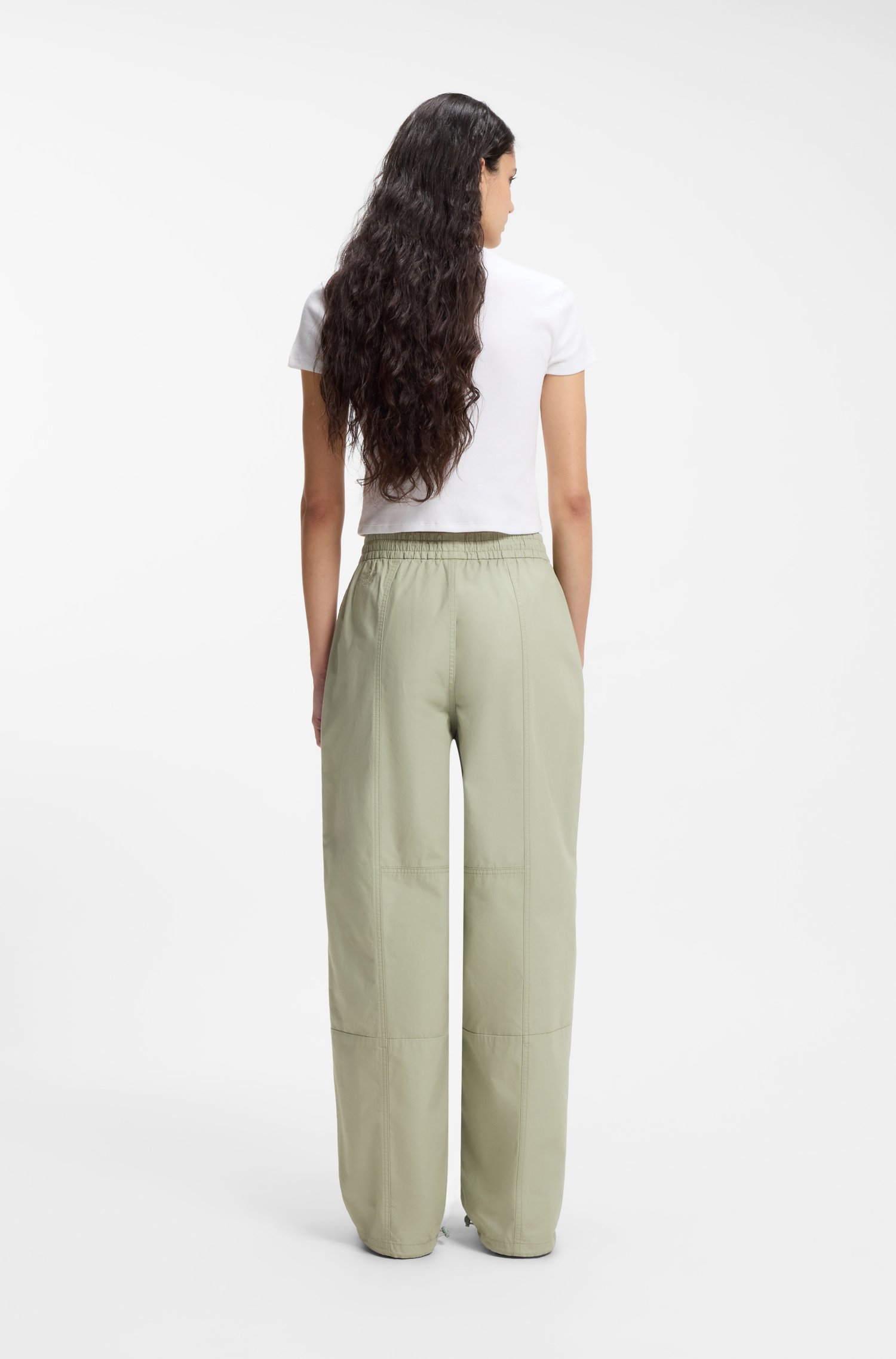 Hugo Wide-leg trousers in paper-touch cotton byxor dam – bild 2