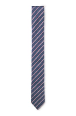 Silk tie with diagonal stripe, Blue Stripes