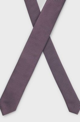 Jacquard-patterned tie in silk, Brown