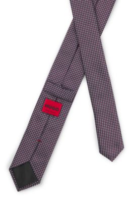 Jacquard-patterned tie in silk, Brown