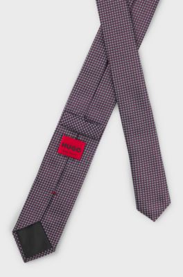 Jacquard-patterned tie in silk, Brown