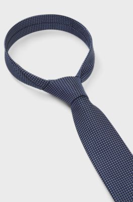 Cravate en soie &agrave; motif jacquard, Bleu fonc&eacute;
