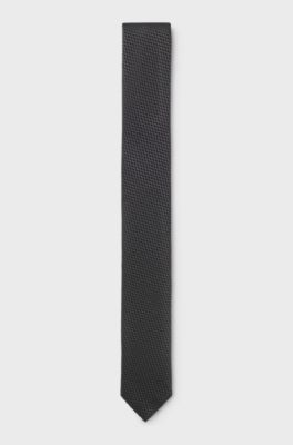 Silk tie with jacquard pattern, Black