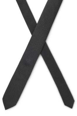 Silk tie with jacquard pattern, Black