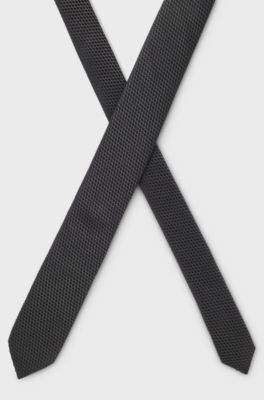 Silk tie with jacquard pattern, Black
