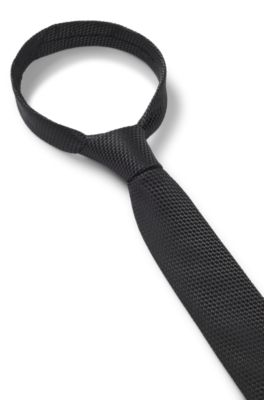 Silk tie with jacquard pattern, Black
