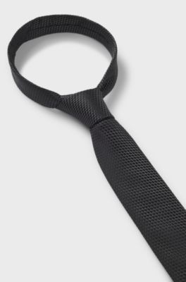Silk tie with jacquard pattern, Black