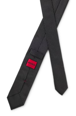Silk tie with jacquard pattern, Black