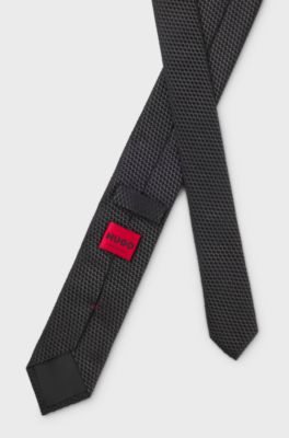 Silk tie with jacquard pattern, Black