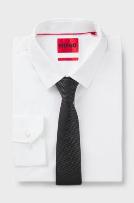 Silk tie with jacquard pattern, Black