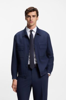 Silk tie with jacquard pattern, Dark Blue