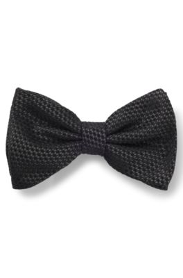 Silk tie with jacquard-woven pattern, Black