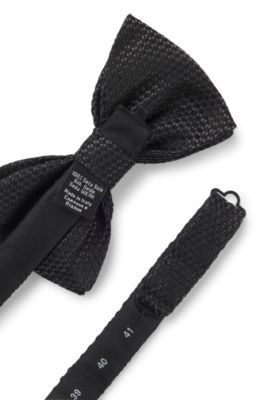 Silk tie with jacquard-woven pattern, Black