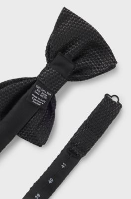 Silk tie with jacquard-woven pattern, Black