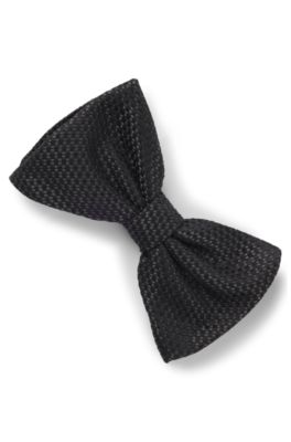 Silk tie with jacquard-woven pattern, Black