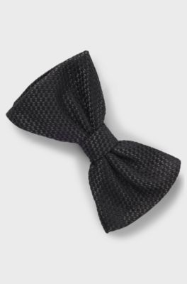Silk tie with jacquard-woven pattern, Black
