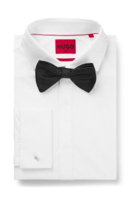 Silk tie with jacquard-woven pattern, Black