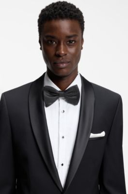 Silk tie with jacquard-woven pattern, Black