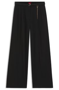Straight-fit trousers with gold-tone carabiner chain, Black