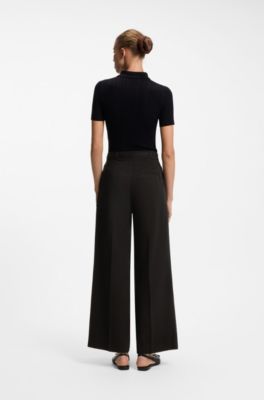 Straight-fit trousers with gold-tone carabiner chain, Black