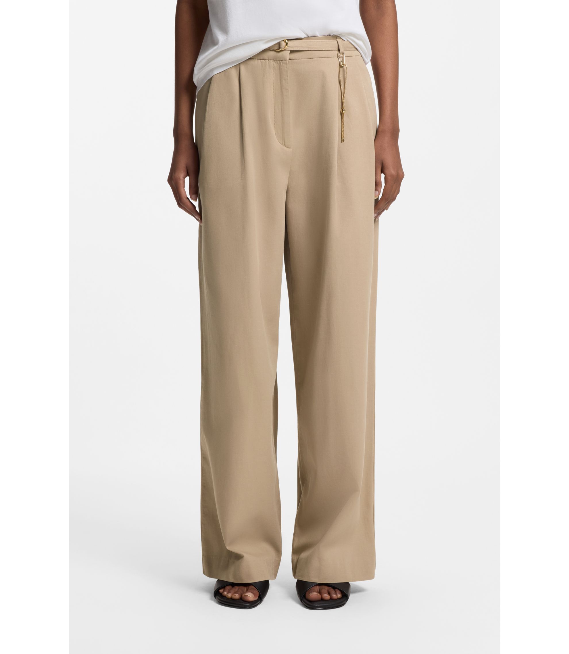 Straight-Fit Hose mit goldfarbener Karabiner-Kette