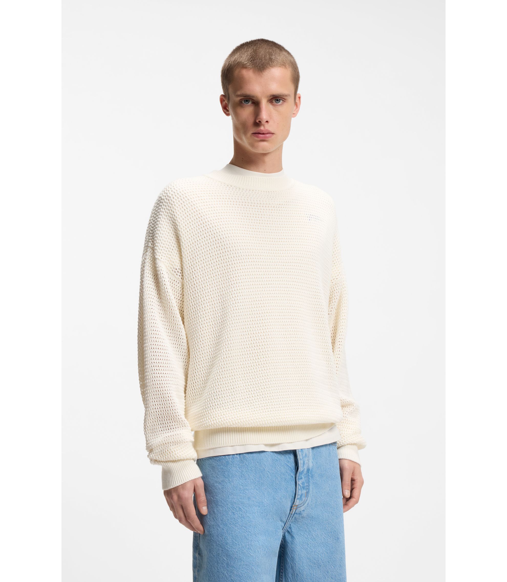 Pullover aus Baumwolle mit perforiertem Strick