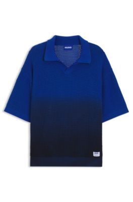 Knitted-cotton sweater with dip-dye effect, Blue