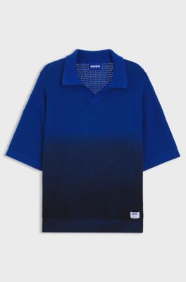 Knitted-cotton sweater with dip-dye effect, Blue