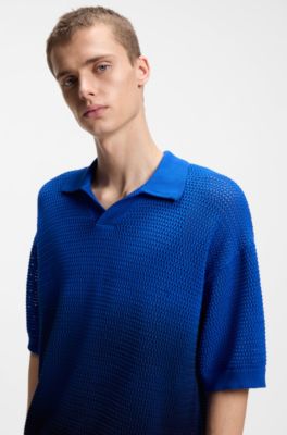 Knitted-cotton sweater with dip-dye effect, Blue