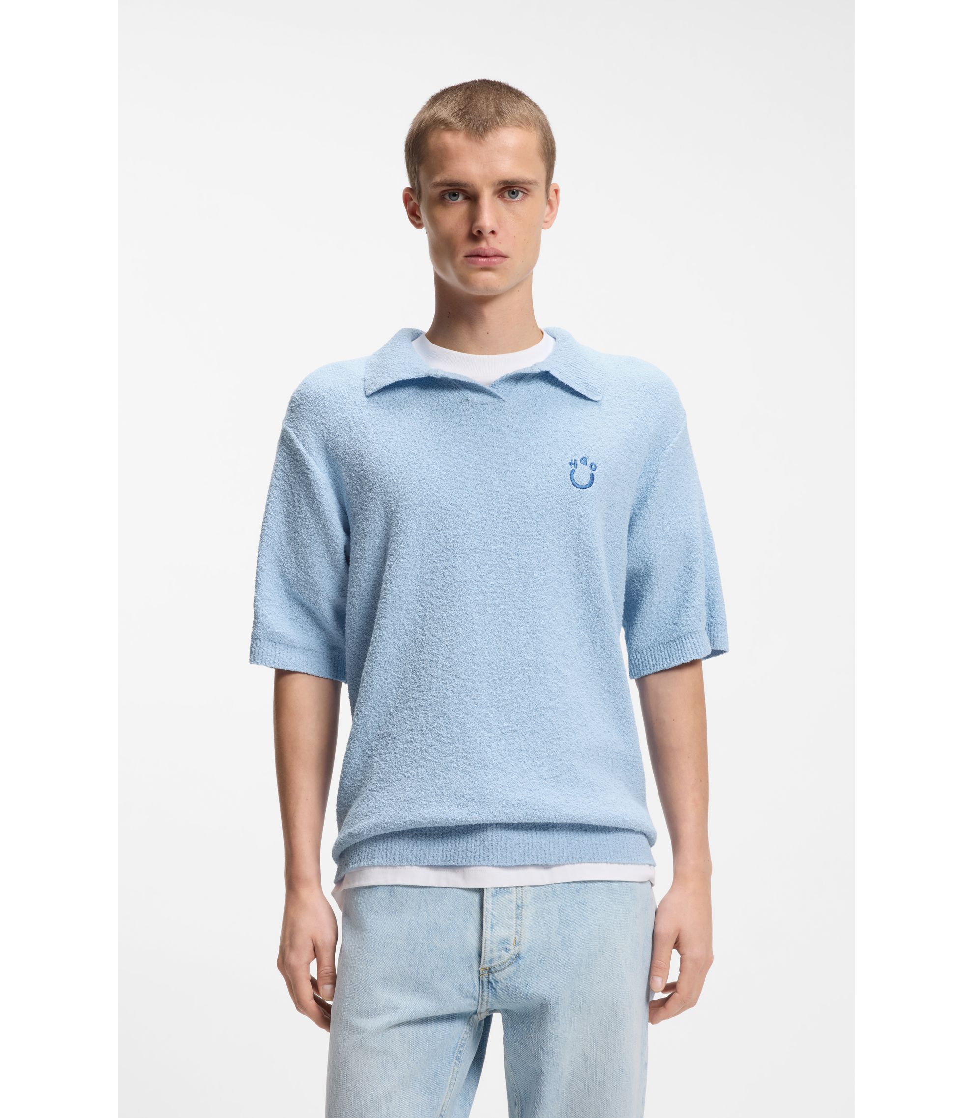 Kurzarm Oversized Pullover aus Baumwoll-Mix-Frottee