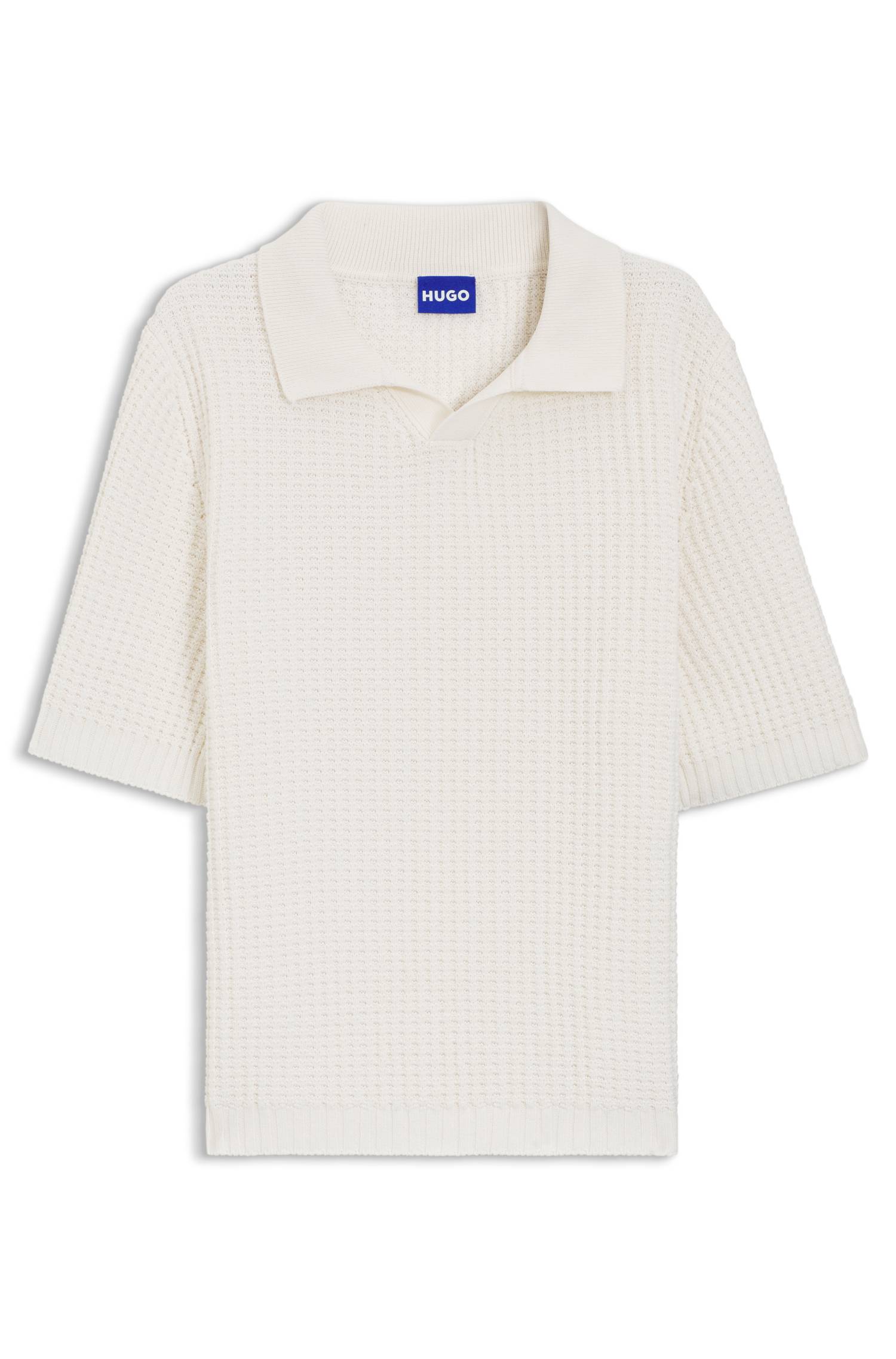 Hugo Waffle-structure knit polo with Johnny collar pikéer herr – bild 4