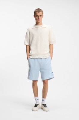 Waffle-structure knit polo with Johnny collar 2