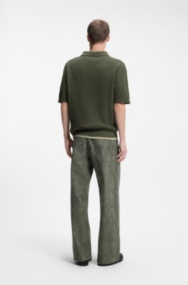 Hugo Waffle-structure knit polo with Johnny collar pikéer herr – bild 3